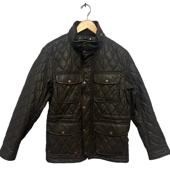Coach Hooded Puffer Jacket Brown Size S Button Down Front - Picture 1 of 14
